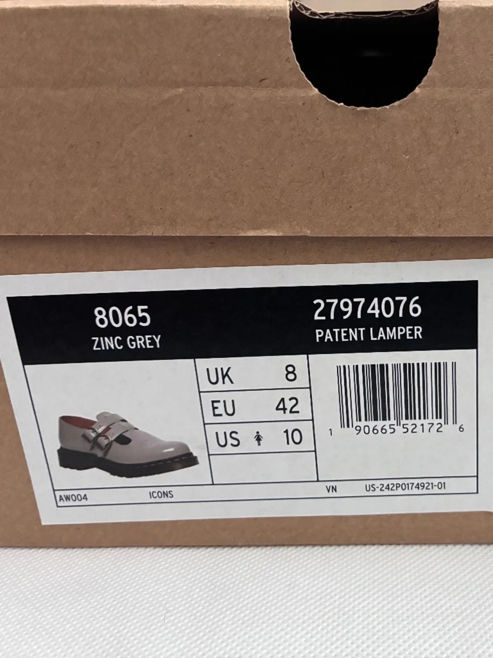 Doc Martens Grey Patent Leather Mary Janes — NIB — Indie 90s Alt. Size 10US/UK8